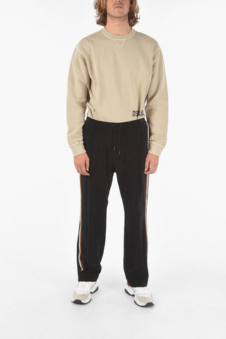 contrasting side bands corduroy pants