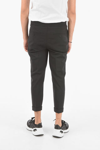 Elastic Waistband Cuffed Pants