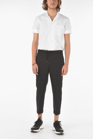 Elastic Waistband Cuffed Pants
