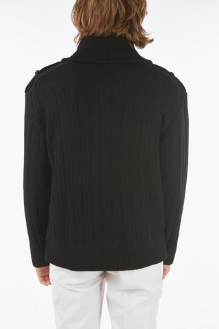 Eco-Suede Breast-pocket and Insert MILITARY HIGH NECK Pullover