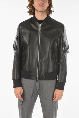 Leathe SLEEVE POCKETED Bomber Jacket with Pocketed Sleeves