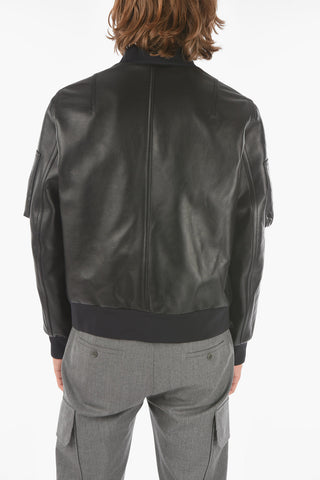 Leathe SLEEVE POCKETED Bomber Jacket with Pocketed Sleeves