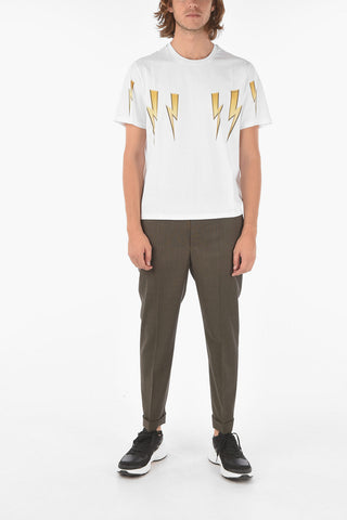 Crew Neck GOLD BOLT Cotton Loose Fit T-Shirt