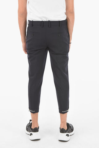 Virgin Wool Blend Chino Pants with Adjustable Ankle Zip