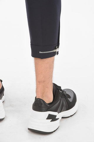 Virgin Wool Blend Chino Pants with Adjustable Ankle Zip