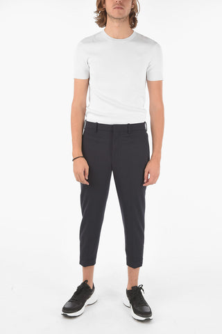 Virgin Wool Blend Chino Pants with Adjustable Ankle Zip