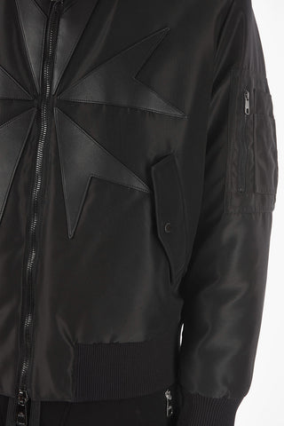 Pocketed Sleeve MILITARY STAR Bomber Jacket
