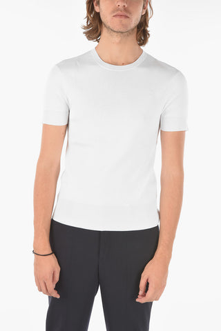 Stretched TECNO Knitted T-shirt with Ribbed Hems