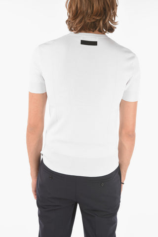 Stretched TECNO Knitted T-shirt with Ribbed Hems