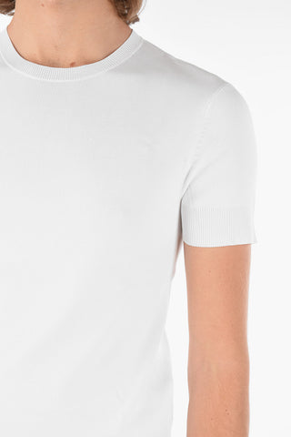 Stretched TECNO Knitted T-shirt with Ribbed Hems