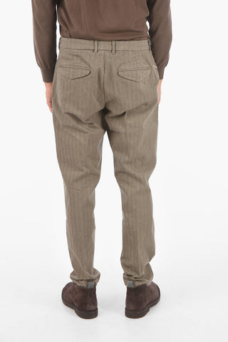Pantaloni MARAIS in cotone stretch fantasia herringbone