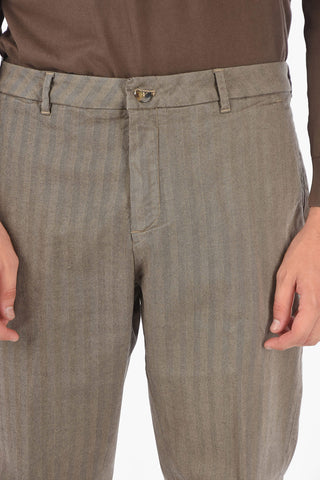 Pantaloni MARAIS in cotone stretch fantasia herringbone