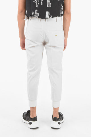 Chino SELF FABRIC Pants with Belt and Ribbed Cuffs