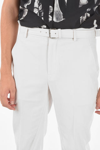 Chino SELF FABRIC Pants with Belt and Ribbed Cuffs