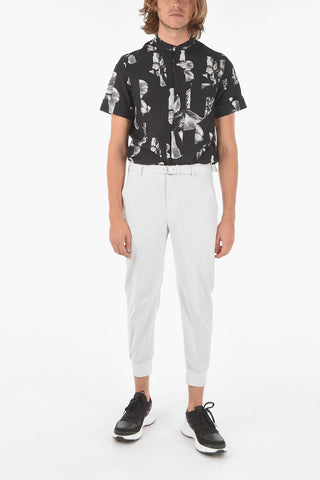 Chino SELF FABRIC Pants with Belt and Ribbed Cuffs