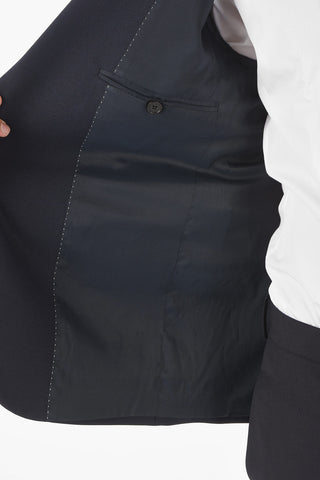 Virgin Wool Blend Blazer with Narrow Notch Lapel