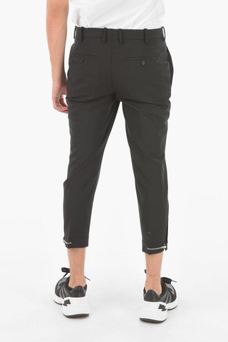 Pantaloni Chino in Misto Lana Vergine con Zip Regolabile alla Caviglia
