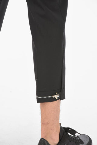 Pantaloni Chino in Misto Lana Vergine con Zip Regolabile alla Caviglia