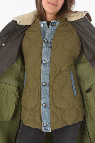 Coated Cotton Maxi Trench With Real Fur Neck