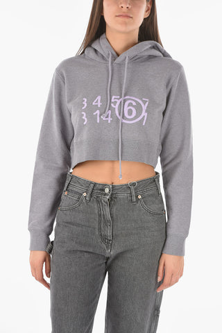 MM6 Embossed Logo Cropped Hoddie
