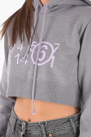 MM6 Embossed Logo Cropped Hoddie