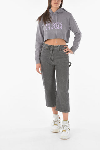 MM6 Embossed Logo Cropped Hoddie
