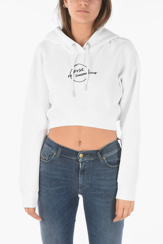 Felpa Hoodie Crop F-KRAL con Ricamo