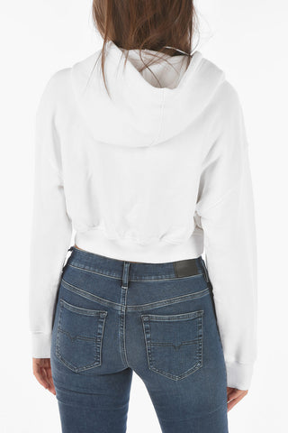 Felpa Hoodie Crop F-KRAL con Ricamo