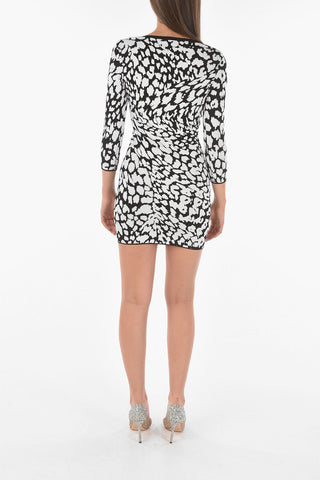 3/4 sleeve two-tone sheath dress
