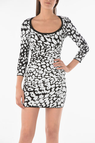 3/4 sleeve two-tone sheath dress