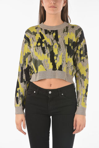 Maglia Girocollo Crop a Fantasia