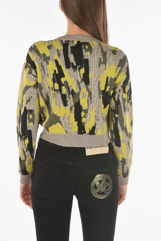 Maglia Girocollo Crop a Fantasia