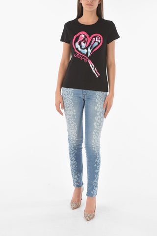 Heart Printed Crew-neck T-shirt