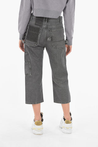 MM6 5 Pockets Cropped Jeans with Silver Buttons