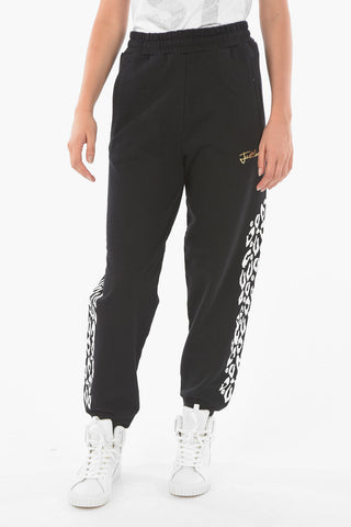 joggers a tinta unita con stampa laterale