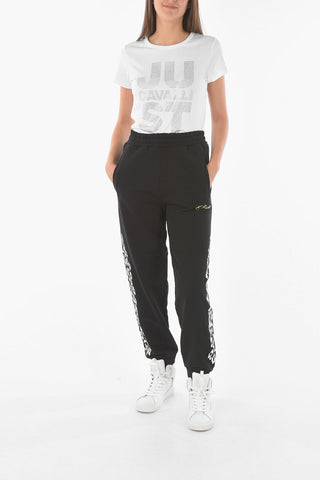 joggers a tinta unita con stampa laterale