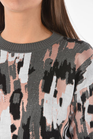 maglia crop girocollo a fantasia