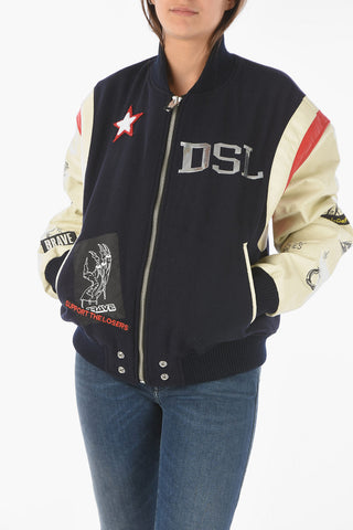 Leather Wool L-COHEN Two-tone Puffer Embellished with Patches