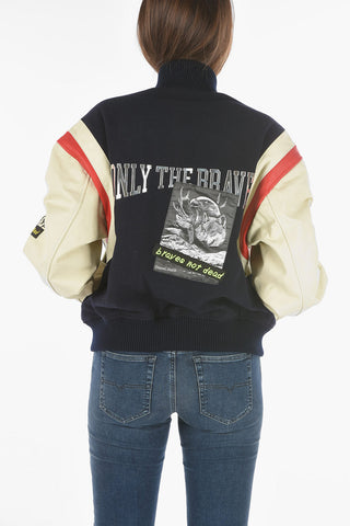 Leather Wool L-COHEN Two-tone Puffer Embellished with Patches