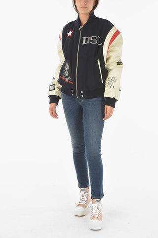 Leather Wool L-COHEN Two-tone Puffer Embellished with Patches