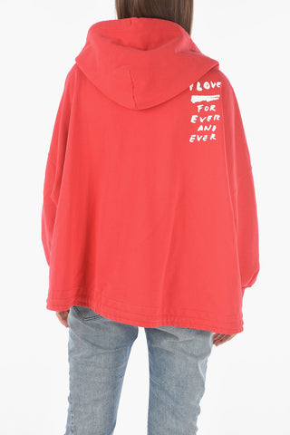 Batwing-sleeved F-BALI Sweatshirt with Drawstring