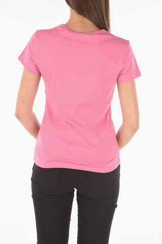 Crew-neck T-shirt with Rhinestone Logo