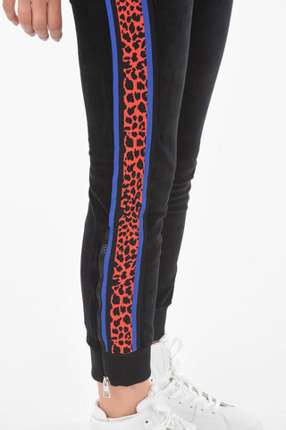 Animal Patterned Side band Velvet Joggers