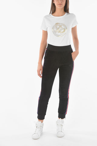 Animal Patterned Side band Velvet Joggers