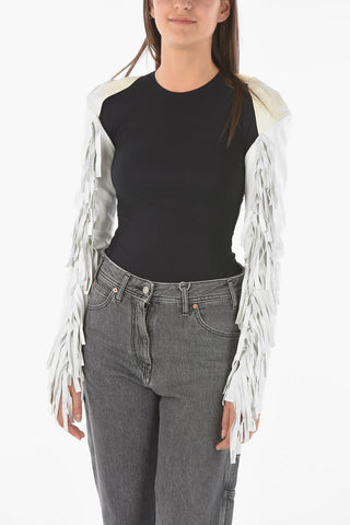 MM6 Leather Fringed Muffs
