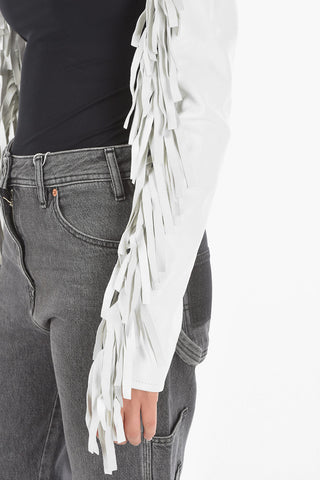 MM6 Leather Fringed Muffs