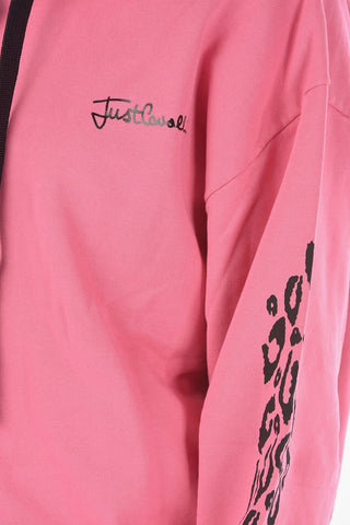 Felpa Hoodie a tinta unita con stampa sulla manica