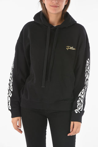 solid color Hoodie with print on the sleeve