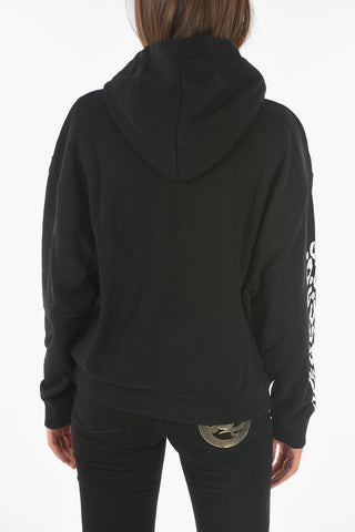 solid color Hoodie with print on the sleeve