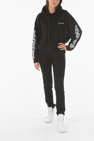 solid color Hoodie with print on the sleeve